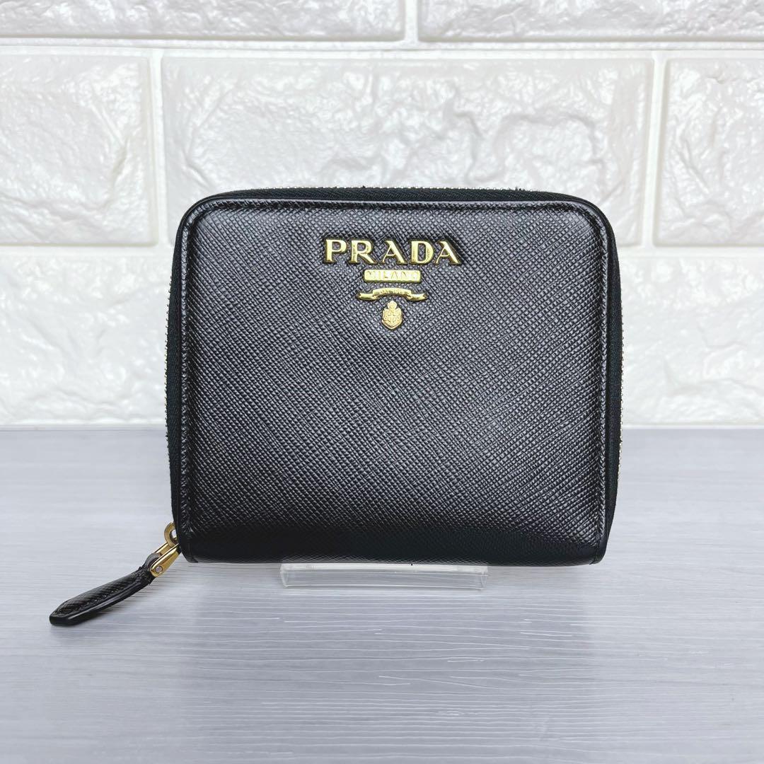 【美品】プラダ 1ML036 Prada 1ML036 Saffiano 緊湊型皮夾 雙折皮夾 99%全新 23800日元